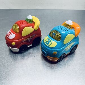 VTECH Race Car Blue Red Number 3 & 8 Light Up Sounds Push Toy Toddler Kids -READ